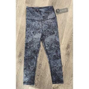 Yogalicious Lux Women's High Rise Capri Leggings Blue Black Marble Print XS